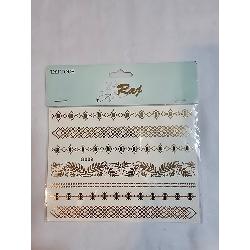 Raj Metallic Temporary Tattoos Body Art Gold Silver Henna Style Stickers Lot‎ - Picture 9 of 11